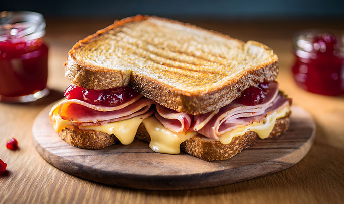 Sándwich de camembert y jamón
