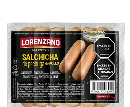 salchicha de pechuga de pollo premium 288g