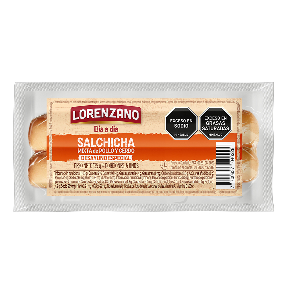 Salchicha mixta de pollo y cerdo Desayuno Especial 135 g
