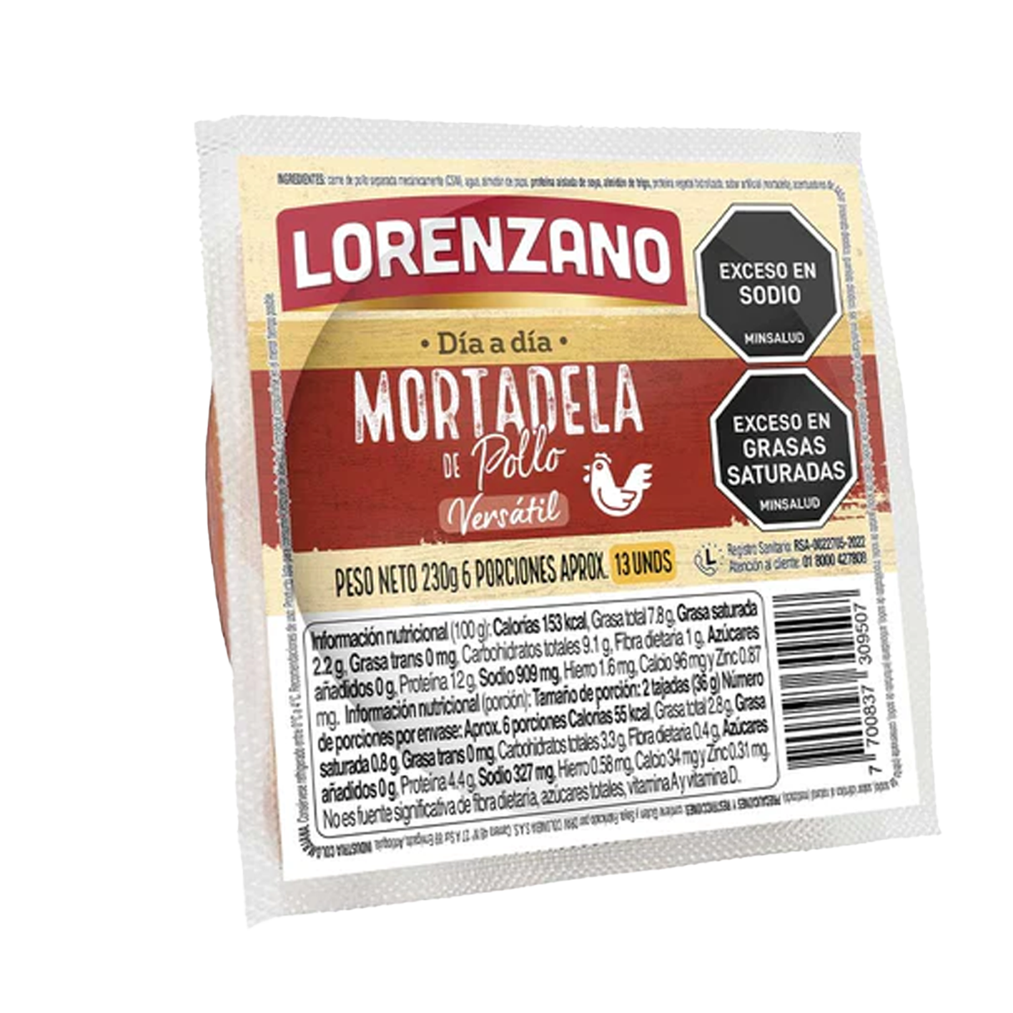 Mortadela de pollo Versátil 230g